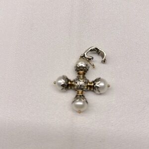Konstantino gold silver and pearl pendant cross
